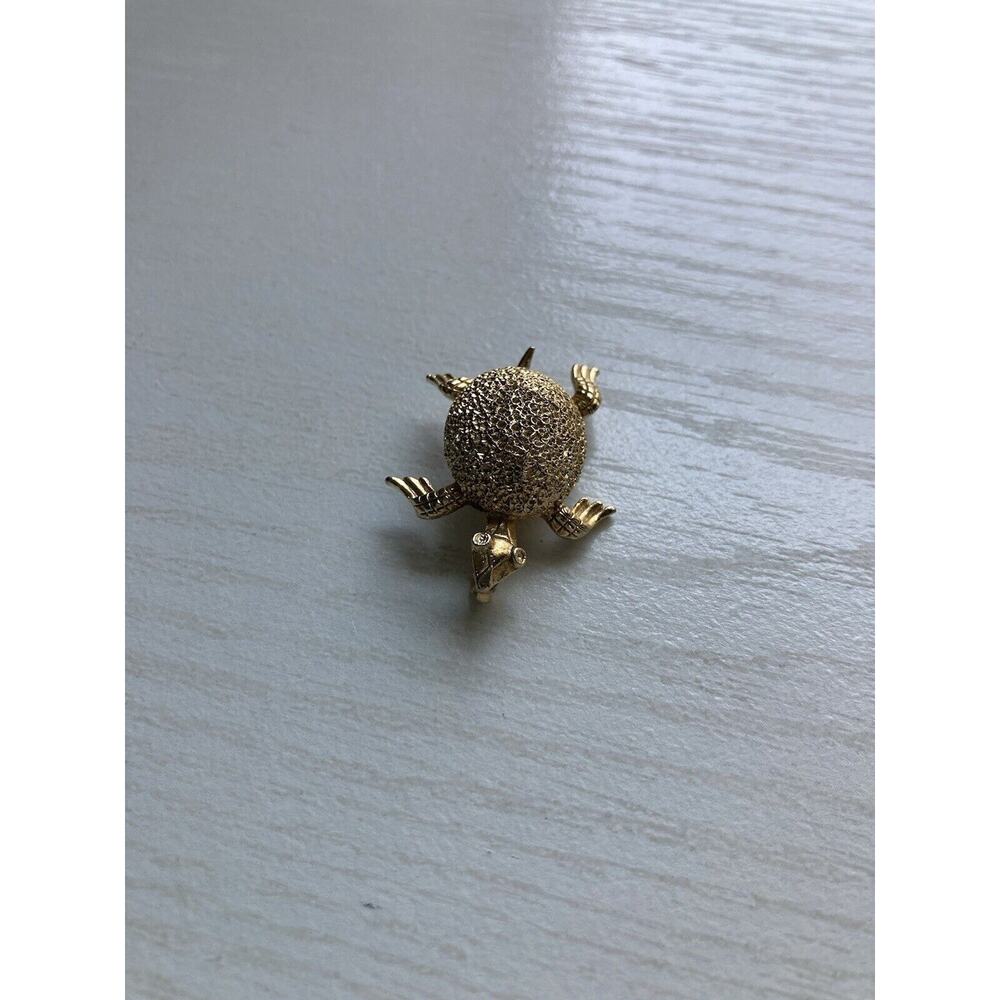 Vintage Turtle Tortoise Gold Brooch Pin Cluster Soft Shell